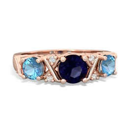 Sapphire Hugs And Kisses 14K Rose Gold ring R5016