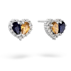 Sapphire Halo 14K White Gold earrings E7008