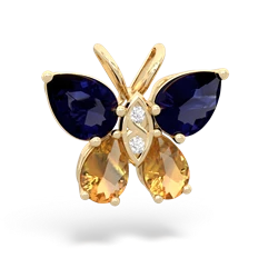 Sapphire Butterfly 14K Yellow Gold pendant P2215