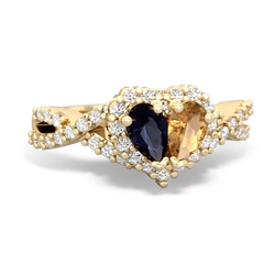 Sapphire Diamond Twist 'One Heart' 14K Yellow Gold ring R2640HRT