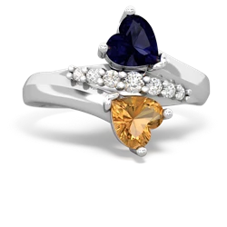 Sapphire Heart To Heart 14K White Gold ring R2064