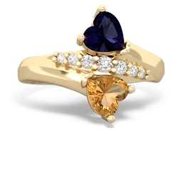 Sapphire Heart To Heart 14K Yellow Gold ring R2064