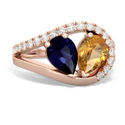 Sapphire Nestled Heart Keepsake 14K Rose Gold ring R5650