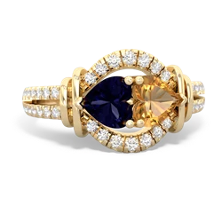 Sapphire Art-Deco Keepsake 14K Yellow Gold ring R5630