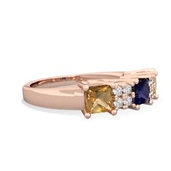 Sapphire Three Stone Diamond Cluster 14K Rose Gold ring R2592