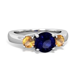 Sapphire Three Stone Round Trellis 14K White Gold ring R4018