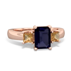 Sapphire Three Stone Emerald-Cut Trellis 14K Rose Gold ring R4021