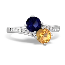 Sapphire Channel Set Two Stone 14K White Gold ring R5303