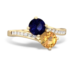 Sapphire Channel Set Two Stone 14K Yellow Gold ring R5303