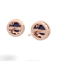 Sapphire Diamond Halo 14K Rose Gold earrings E5370