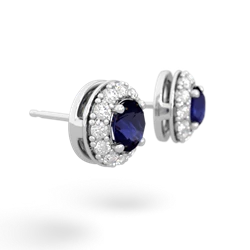 Sapphire Diamond Halo 14K White Gold earrings E5370