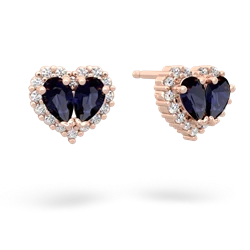 Sapphire Halo 14K Rose Gold earrings E7008