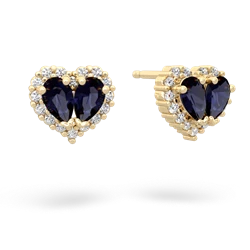 Sapphire Halo 14K Yellow Gold earrings E7008