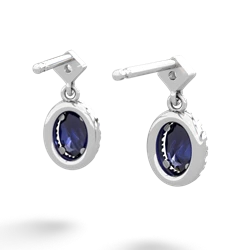 Sapphire Antique-Style Halo 14K White Gold earrings E5720