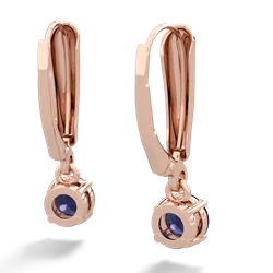 Sapphire 5Mm Round Lever Back 14K Rose Gold earrings E2785