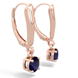 Sapphire 5Mm Round Lever Back 14K Rose Gold earrings E2785