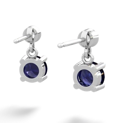 Sapphire Diamond Drop 6Mm Round 14K White Gold earrings E1986