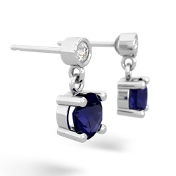 Sapphire Diamond Drop 6Mm Round 14K White Gold earrings E1986