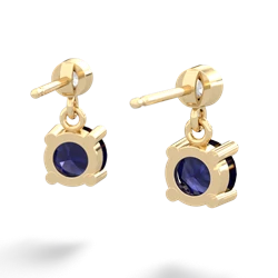 Sapphire Diamond Drop 6Mm Round 14K Yellow Gold earrings E1986