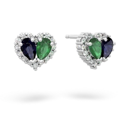 Sapphire Halo 14K White Gold earrings E7008