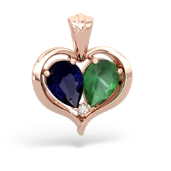 Sapphire Two Become One 14K Rose Gold pendant P5330