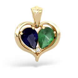 Sapphire Two Become One 14K Yellow Gold pendant P5330