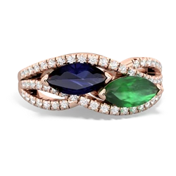 Sapphire Diamond Rivers 14K Rose Gold ring R3070