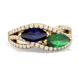 Sapphire Diamond Rivers 14K Yellow Gold ring R3070