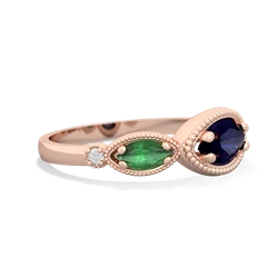 Sapphire Milgrain Marquise 14K Rose Gold ring R5700