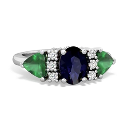 Sapphire Antique Style Three Stone 14K White Gold ring R2186