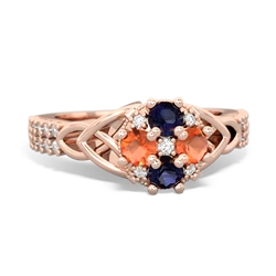 Sapphire Celtic Knot Cluster Engagement 14K Rose Gold ring R26443RD