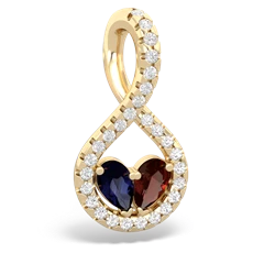 Sapphire Pave Twist 'One Heart' 14K Yellow Gold pendant P5360