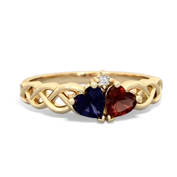 Sapphire Heart To Heart Braid 14K Yellow Gold ring R5870