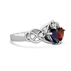 Sapphire 'One Heart' Celtic Knot Claddagh 14K White Gold ring R5322