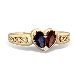 Sapphire Filligree 'One Heart' 14K Yellow Gold ring R5070