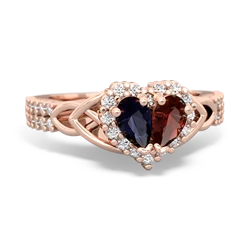 Sapphire Celtic Knot Two Hearts As One 14K Rose Gold ring R2644HRT