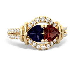 Sapphire Art-Deco Keepsake 14K Yellow Gold ring R5630