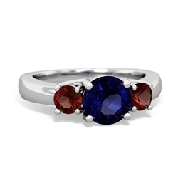 Sapphire Three Stone Round Trellis 14K White Gold ring R4018