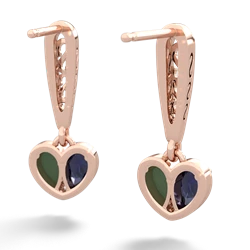 Sapphire Filligree Heart 14K Rose Gold earrings E5070