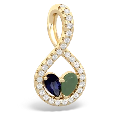 Sapphire Pave Twist 'One Heart' 14K Yellow Gold pendant P5360