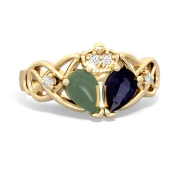 Sapphire 'One Heart' Celtic Knot Claddagh 14K Yellow Gold ring R5322