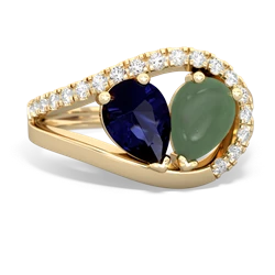 Sapphire Nestled Heart Keepsake 14K Yellow Gold ring R5650