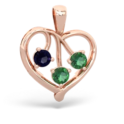 Sapphire Glowing Heart 14K Rose Gold pendant P2233