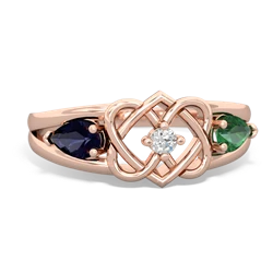 Sapphire Hearts Intertwined 14K Rose Gold ring R5880