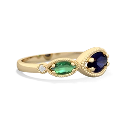 Sapphire Milgrain Marquise 14K Yellow Gold ring R5700