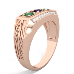 Sapphire Three Stone Tire Tread Men's 14K Rose Gold ring R0520