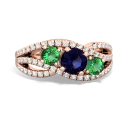 Sapphire Three Stone Aurora 14K Rose Gold ring R3080