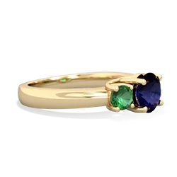 Sapphire Three Stone Round Trellis 14K Yellow Gold ring R4018