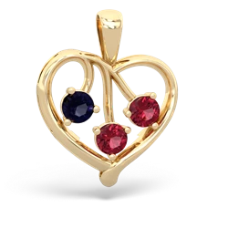 Sapphire Glowing Heart 14K Yellow Gold pendant P2233