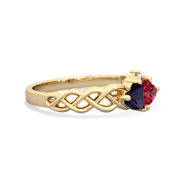 Sapphire Heart To Heart Braid 14K Yellow Gold ring R5870